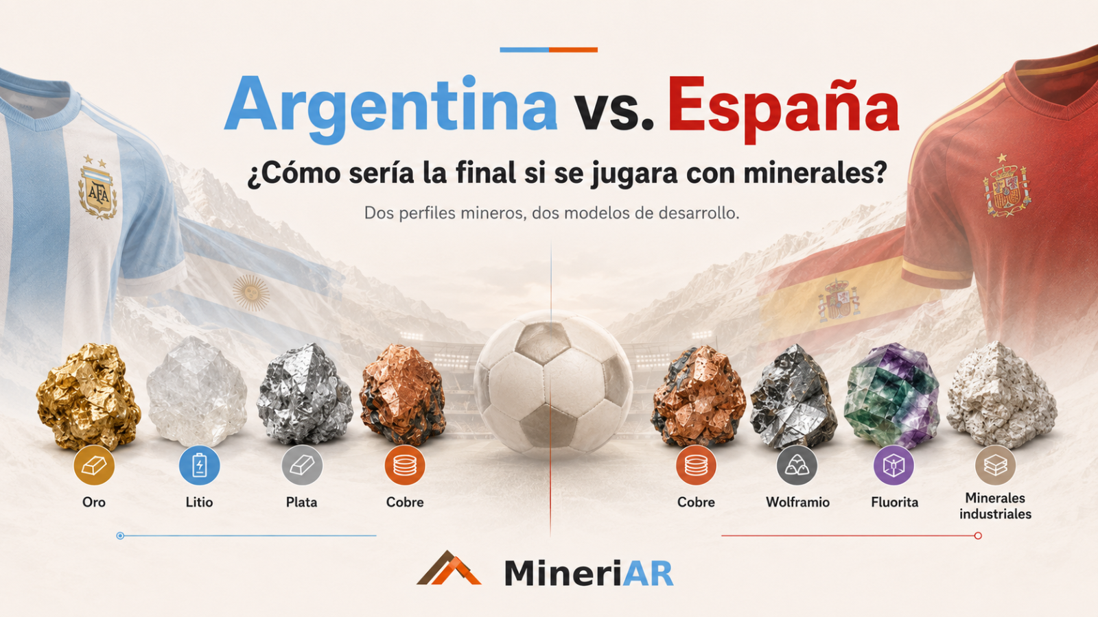 Argentina vs. España: ¿cómo sería la final si se jugara con minerales?